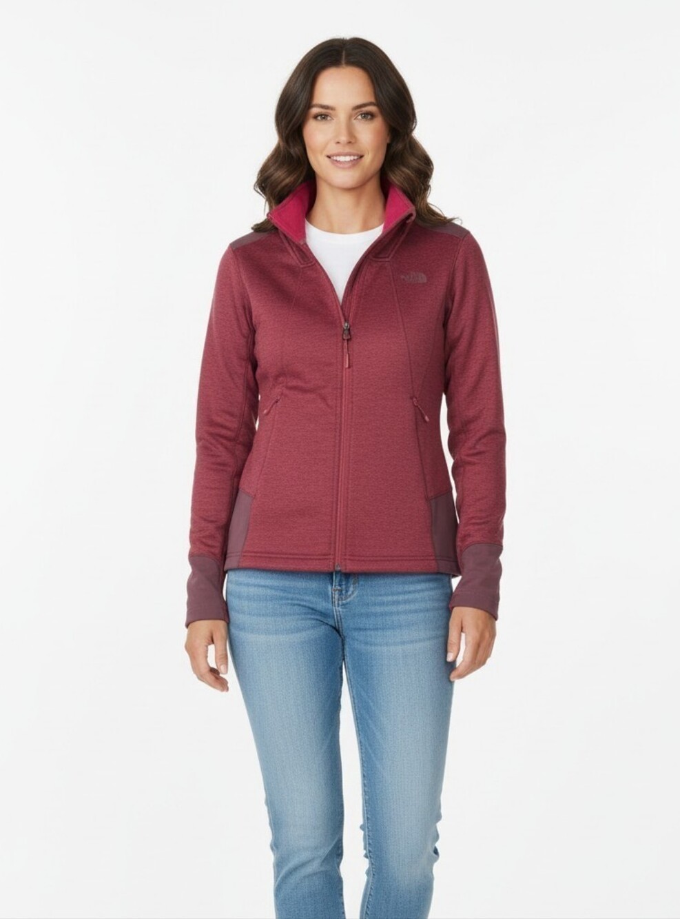 The North Face Women's Small Shastina Stretch Full-Zip Fleece Jacket S Burgundy